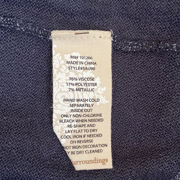 NWT Soft Surroundings Eudora Woven Cold Shoulder Twinkle Sweater in Navy size 1X - Picture 9 of 10